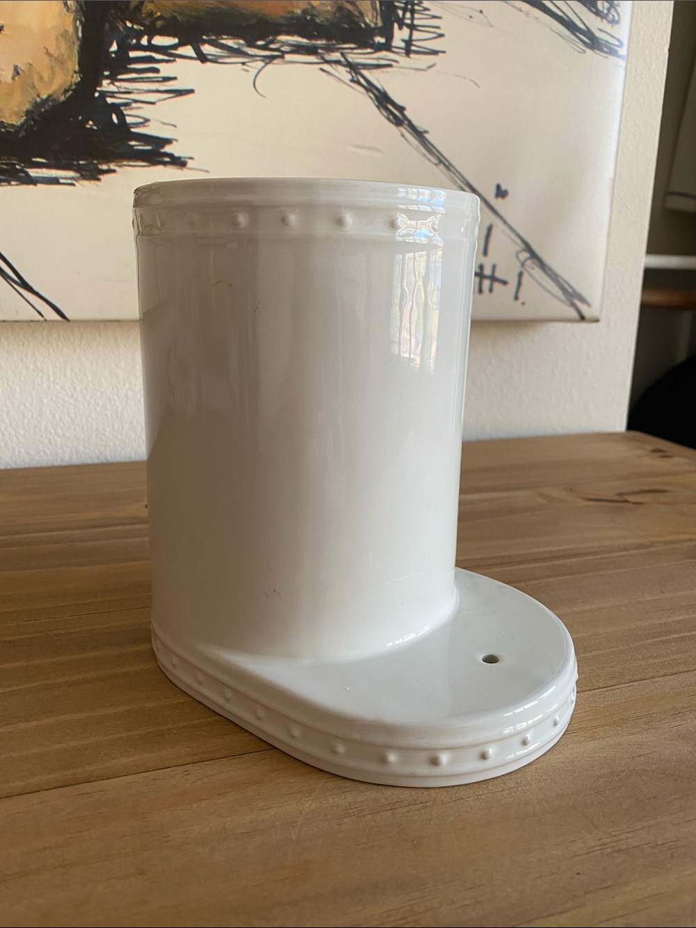 🌼 Retired Nora Fleming White Ceramic Utensil Holder Stoneware